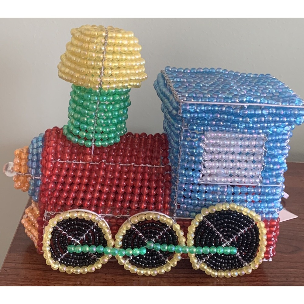 Rare Train Lamp, Beaded Train Choo-Choo By Beadworx